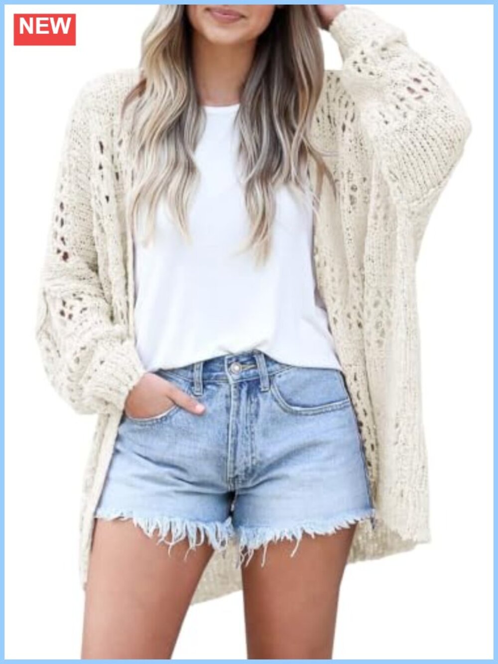 Crochet Cardigan Sweater Women Lightweight Open Front Summer Beach Coverup